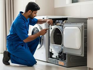 No heat, long drying times, or stopping mid-cycle can point to airflow, heating, or safety switch issues. We repair and confirm safe operation.